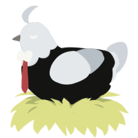 A black and mist chicken with a head pattern