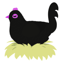 Peep, a black chicken with a lace pattern