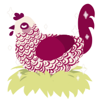 화조도, a cream and maroon chicken with a double-lace pattern
