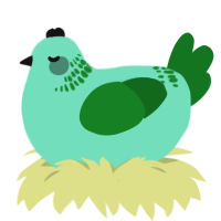A mint and leaf chicken with a neck-band pattern