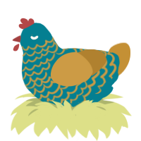 A sea and gold chicken with a lace pattern