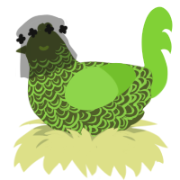 A olive and grass chicken with a double-lace pattern