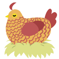 A honey and red chicken with a lace pattern