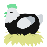 A black and mist chicken with a head pattern