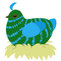 Bittergiggle, a leaf and sky chicken with a bar pattern