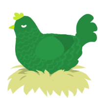 A viridian chicken with a lace pattern