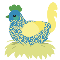 saltwater taffy, a sapphire and yellow chicken with a double-lace pattern