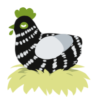 A black and mist chicken with a bar pattern