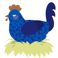 A ultramarine and navy chicken with a speckle pattern