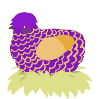 A violet and honey chicken with a lace pattern