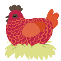A crimson and vermilion chicken with a lace pattern