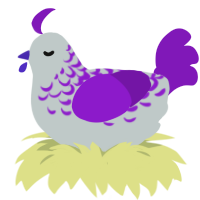 A silver and violet chicken with a half-lace pattern