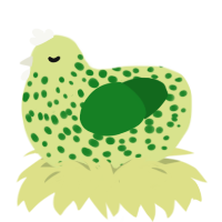 A lemon and leaf chicken with a speckle pattern