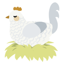 A white and mist chicken with a lace pattern