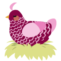 A maroon and pink chicken with a lace pattern