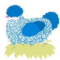 A white and sapphire chicken with a double-lace pattern