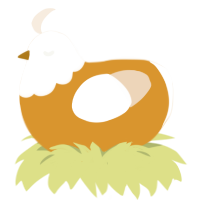Fried Egg, a orange and cream chicken with a head pattern