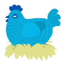 A cerulean chicken with a lace pattern