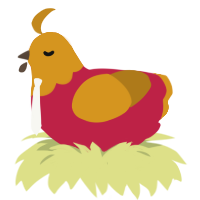 sissel, a crimson and ochre chicken with a head pattern