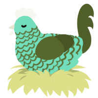 A mint and olive chicken with a lace pattern
