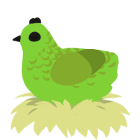 A grass and chartreuse chicken with a half-lace pattern
