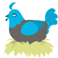 A grey and cerulean chicken with a head pattern