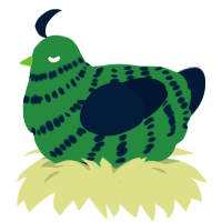 A viridian and tumblr chicken with a bar pattern