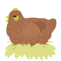 A brown chicken with a speckle pattern