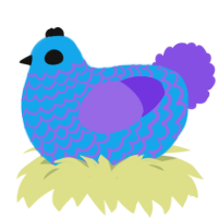 A sky and blurple chicken with a lace pattern