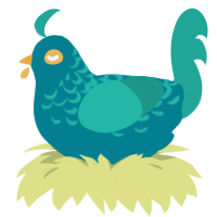 A sea and turquoise chicken with a half-lace pattern
