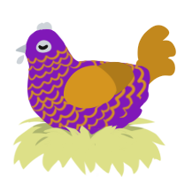 urple, a violet and ochre chicken with a lace pattern