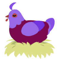 offbrand zenith, a wine and blurple chicken with a head pattern