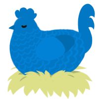Jewel, a sapphire chicken with a lace pattern