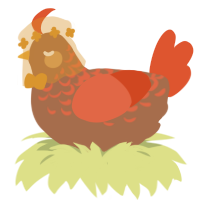 A brown and vermilion chicken with a half-lace pattern