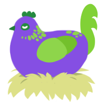 (unnamed), a blurple and grass chicken with a neck-speckle pattern
