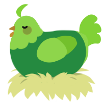 A viridian and grass chicken with a head pattern