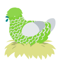 A grass and mist chicken with a lace pattern