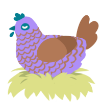 A lilac and brown chicken with a lace pattern