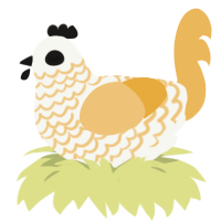 A white and honey chicken with a lace pattern