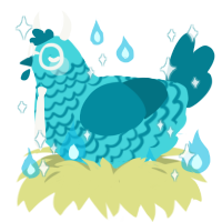 A aqua and sea chicken with a lace pattern