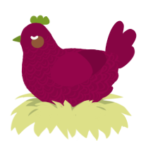 A maroon chicken with a double-lace pattern