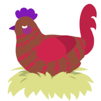A russet and crimson chicken with a bar pattern