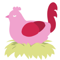 A pink and crimson chicken