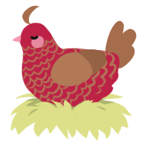 A crimson and brown chicken with a lace pattern