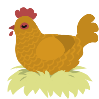 A ochre chicken with a lace pattern