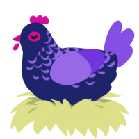 A navy and blurple chicken with a half-lace pattern