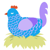 A sky and lilac chicken with a lace pattern