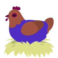 Blueberry Oats, a indigo and russet chicken with a head pattern