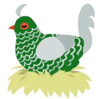 A leaf and silver chicken with a lace pattern