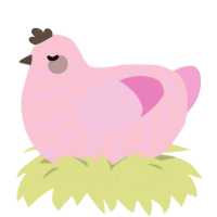 A rose and pink chicken with a bar pattern